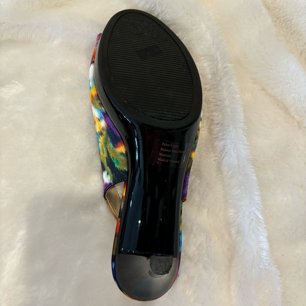 EUC Aubrey Lynn Heels Peep Toe Sling Back SZ 7 Colorful - Picture 8 of 9